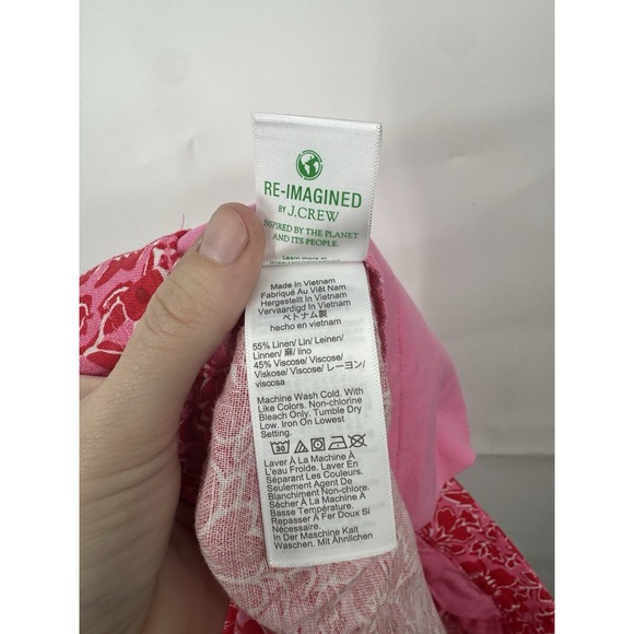 J. Crew Factory High Rise Floral Print Short Pink Red Linen‎ Blend Womens 14 NEW - Picture 5 of 11